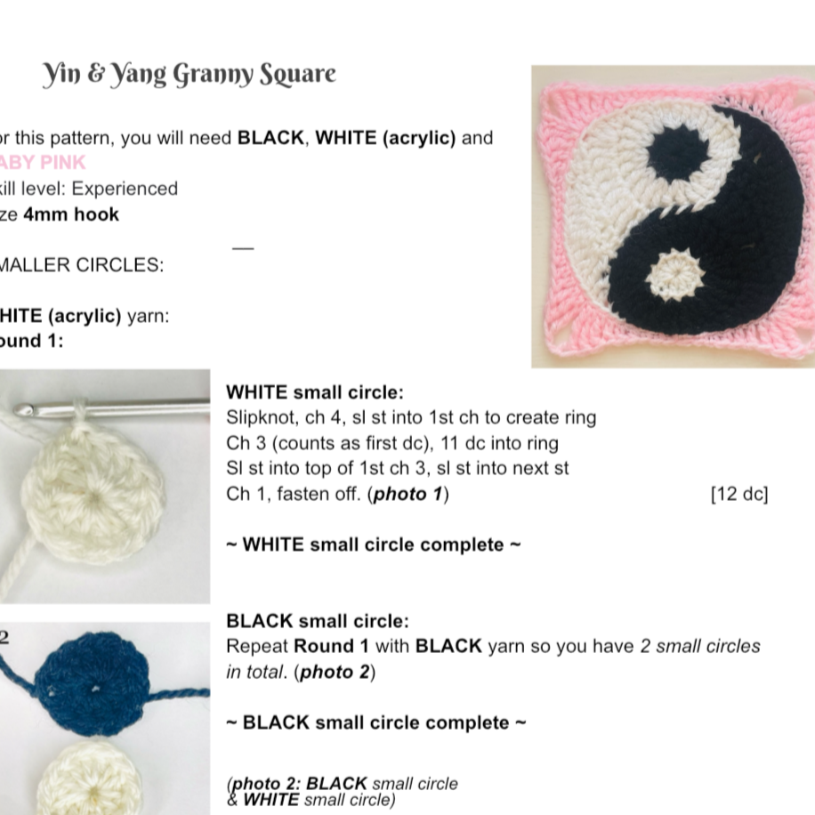 YIN & YANG GRANNY SQUARE PATTERN (PDF ONLY)