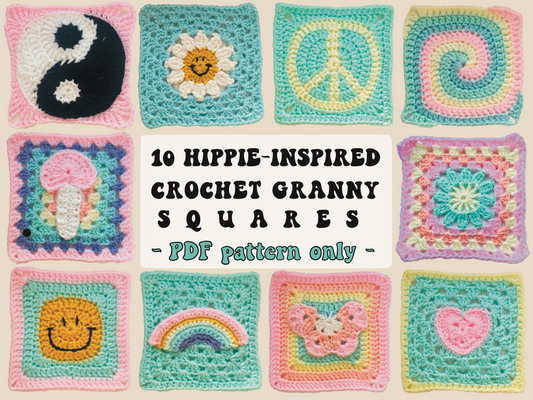 10 HIPPIE INSPIRED GRANNY SQUARES BUNDLE (PDF PATTERN)