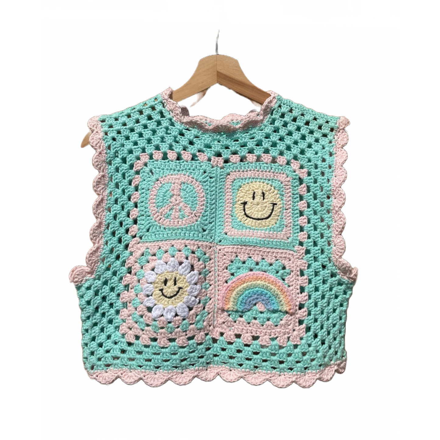 TEAL PATCHWORK VEST (M)