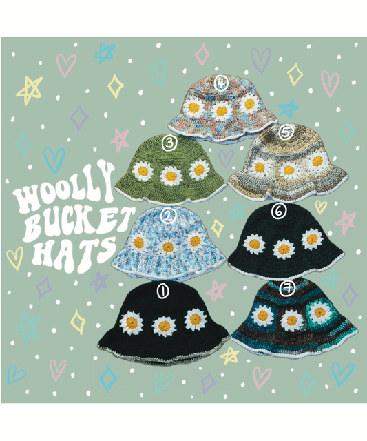 DAISY CROCHET WINTER BUCKET HAT (adult)